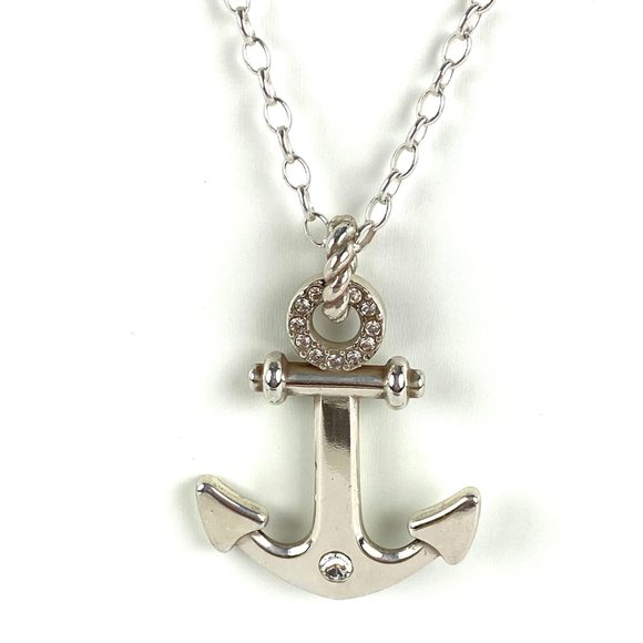 Brighton Ship to Shore long Anchor necklace chain Pendant rhinestone Crystal - Picture 3 of 13
